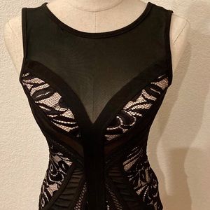 Alt. B Black Fitted Sheer & Lace Dress (S)